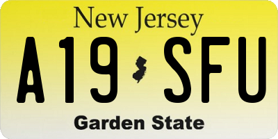 NJ license plate A19SFU