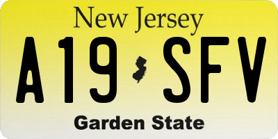 NJ license plate A19SFV
