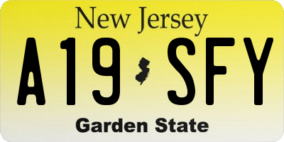 NJ license plate A19SFY