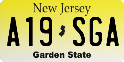 NJ license plate A19SGA