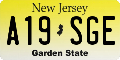 NJ license plate A19SGE