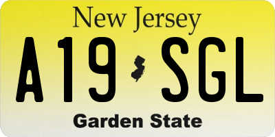 NJ license plate A19SGL