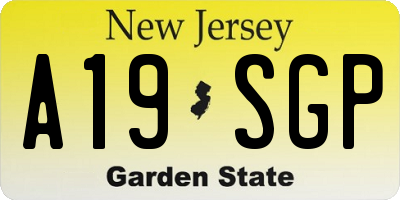 NJ license plate A19SGP