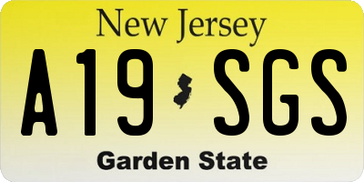 NJ license plate A19SGS