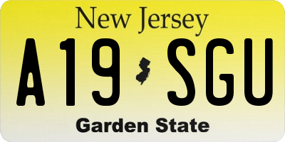 NJ license plate A19SGU
