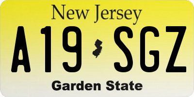 NJ license plate A19SGZ