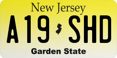 NJ license plate A19SHD