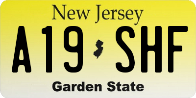 NJ license plate A19SHF
