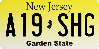 NJ license plate A19SHG
