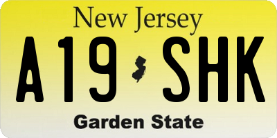 NJ license plate A19SHK
