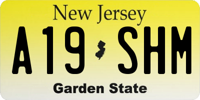 NJ license plate A19SHM