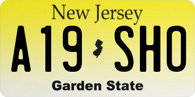 NJ license plate A19SHO