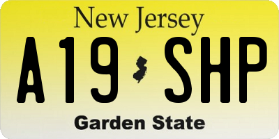 NJ license plate A19SHP