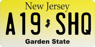 NJ license plate A19SHQ