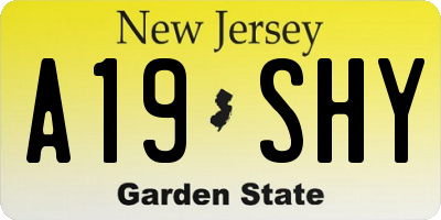 NJ license plate A19SHY