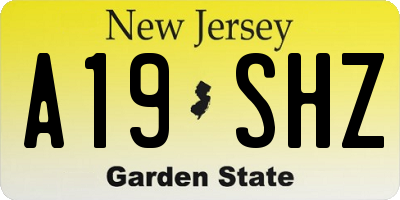 NJ license plate A19SHZ
