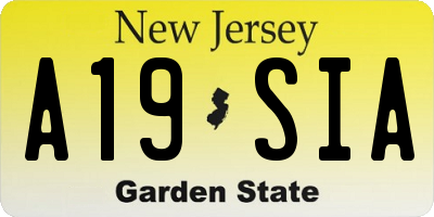 NJ license plate A19SIA