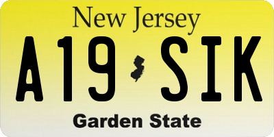 NJ license plate A19SIK