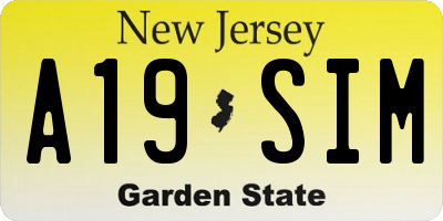 NJ license plate A19SIM