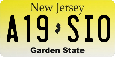 NJ license plate A19SIO