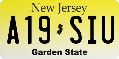 NJ license plate A19SIU