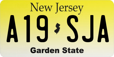 NJ license plate A19SJA