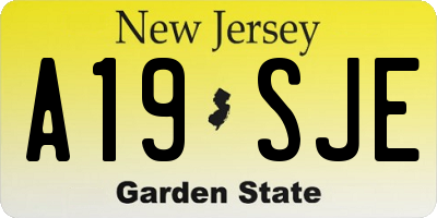 NJ license plate A19SJE