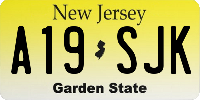 NJ license plate A19SJK