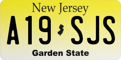 NJ license plate A19SJS