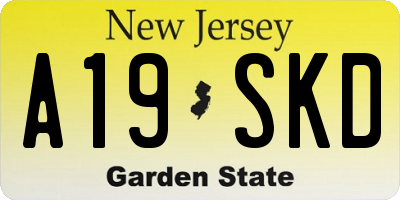 NJ license plate A19SKD