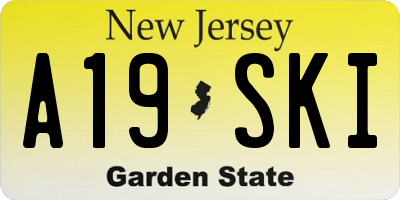 NJ license plate A19SKI