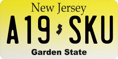 NJ license plate A19SKU