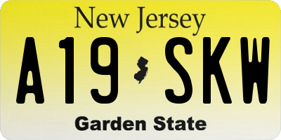 NJ license plate A19SKW
