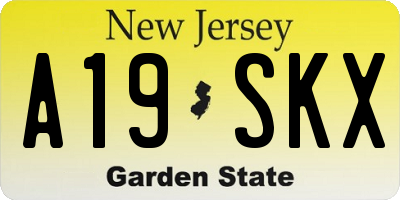 NJ license plate A19SKX