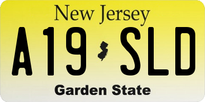NJ license plate A19SLD