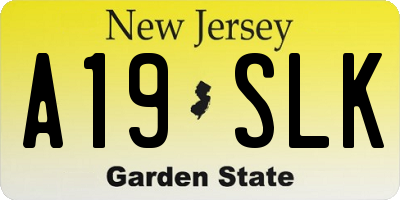 NJ license plate A19SLK