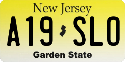 NJ license plate A19SLO