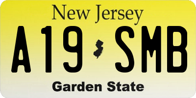 NJ license plate A19SMB