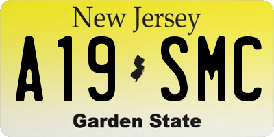 NJ license plate A19SMC