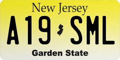 NJ license plate A19SML