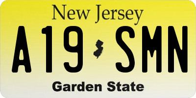 NJ license plate A19SMN