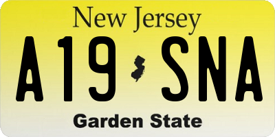 NJ license plate A19SNA