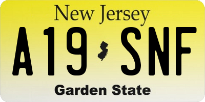 NJ license plate A19SNF