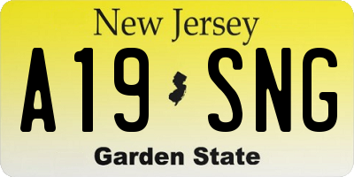 NJ license plate A19SNG