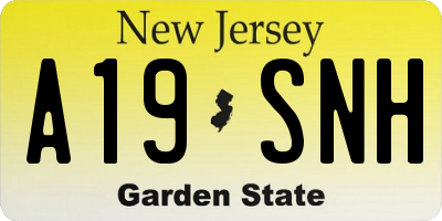 NJ license plate A19SNH