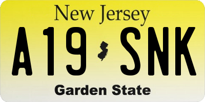 NJ license plate A19SNK