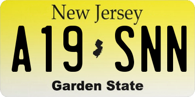 NJ license plate A19SNN