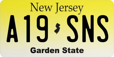 NJ license plate A19SNS