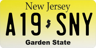 NJ license plate A19SNY