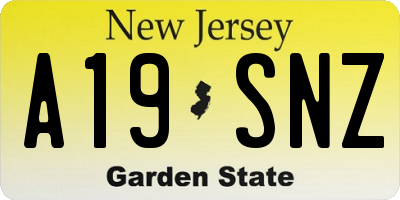 NJ license plate A19SNZ
